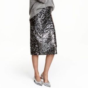 H&M Silver Sequin Skirt